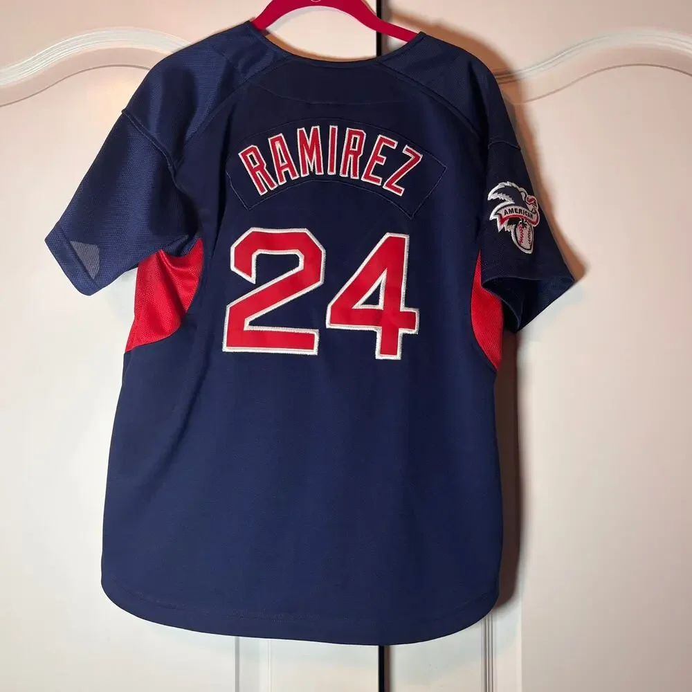 Nike Boston Red Sox Ramirez #24 MLB Team Jersey Youth Large Navy Sewn Logo